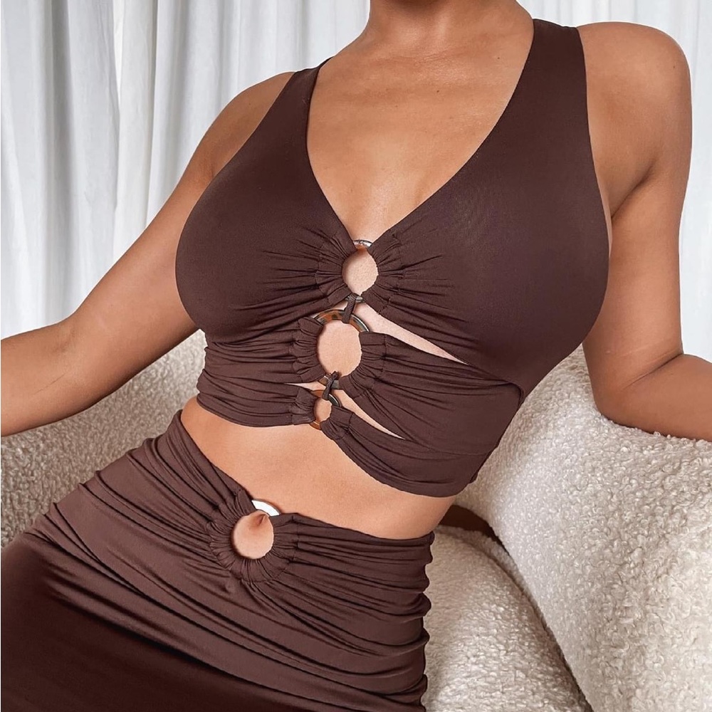 Meshki triple O ring top — brown